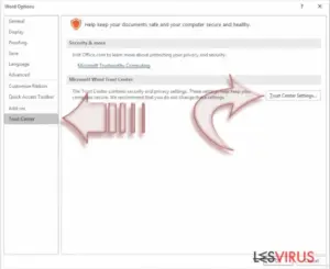 Disable Macros on Windows. Step 3