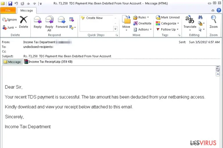 Income Tax Receipt virus