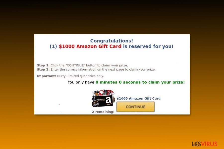 Beispiel “$1000 Amazon Gift Card is reserved for you”-Virus
