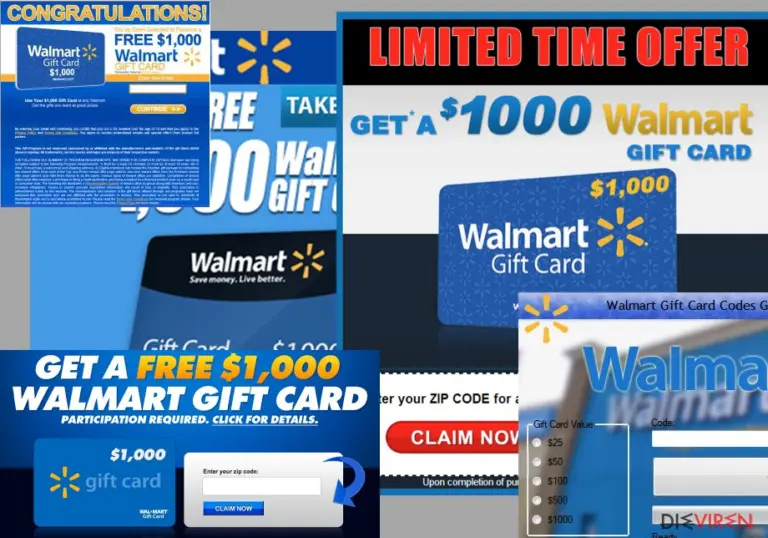 Examples of $1000 Walmart Gift Card Winner ads