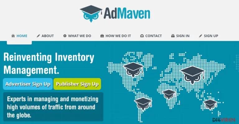 The screenshot of AdMaven website