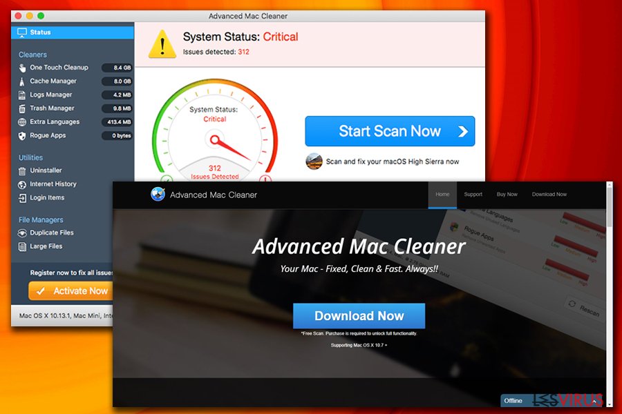 mac chrome advanced mac cleaner popup