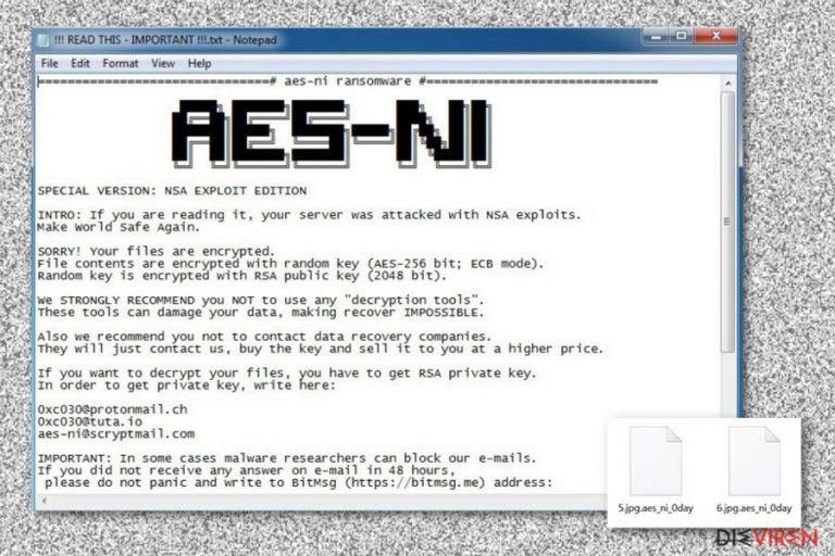 Erpresserbrief des .Aes_ni_0day-Virus