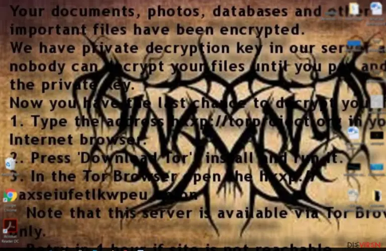 Al-Namrood ransomware ransom note