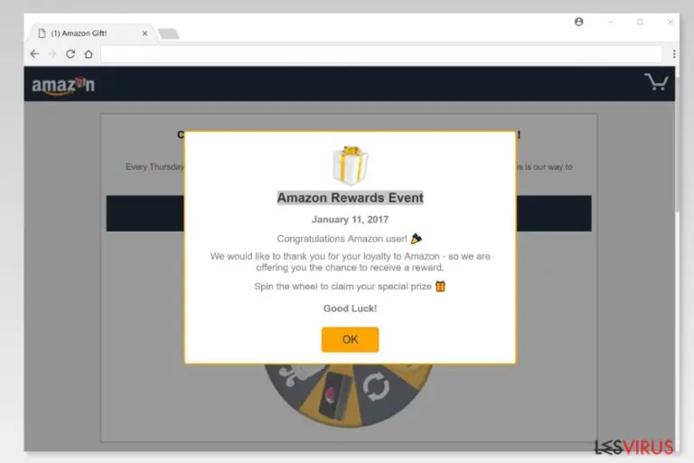 Screenshot of  “Amazon Rewards Event” scam