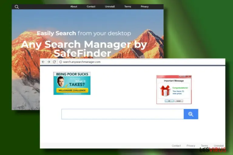 Showing a web browser hijacked by Any Search Manager