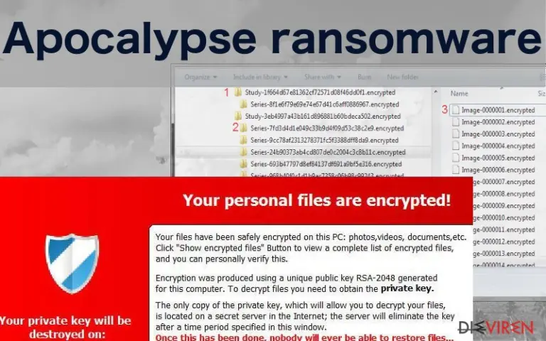 Image showing files encrypted by Apocalypse ransomware