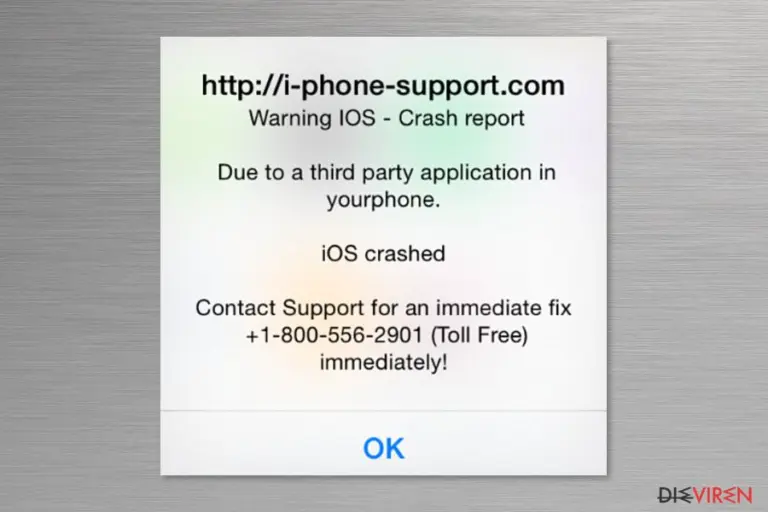 Screenshot of Apple “Warning Virus Detected” virus
