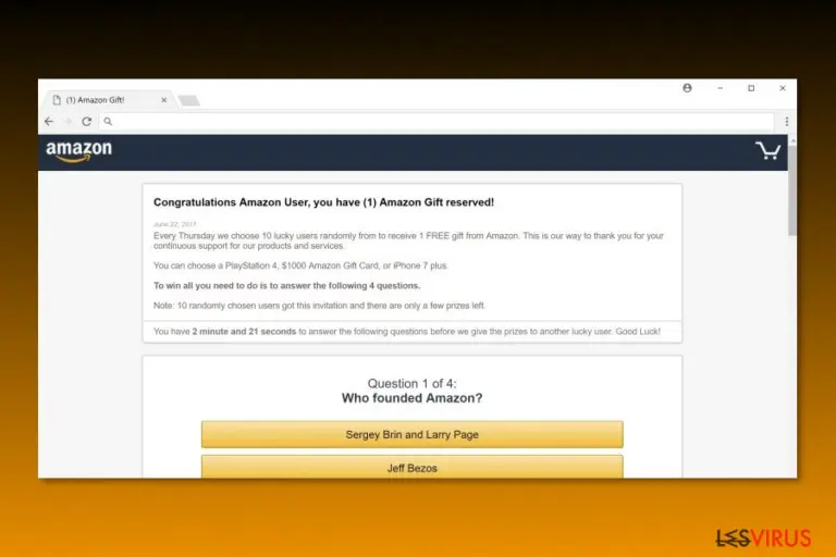 Image of “Congratulations Amazon User” virus