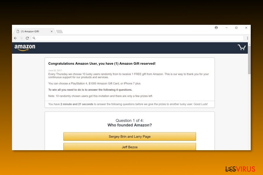 Abbildung "Congratulations Amazon User"-Virus
