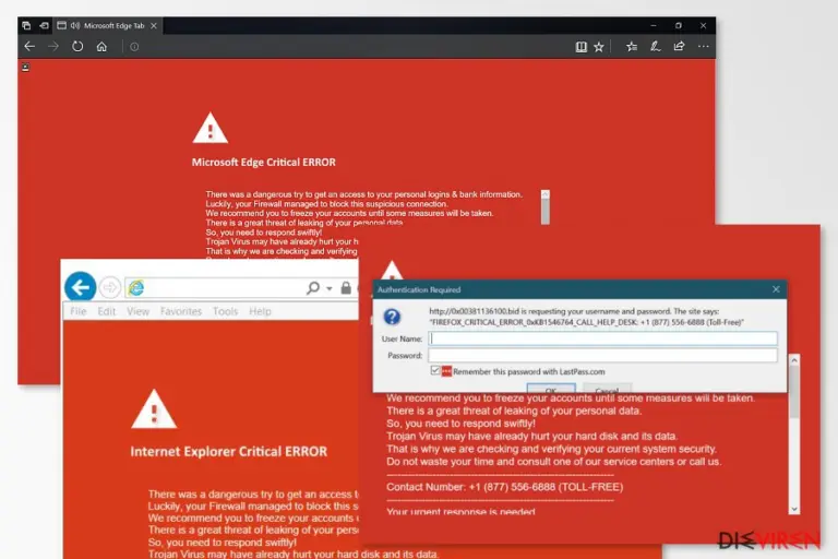 Examples of Critical ERROR scam