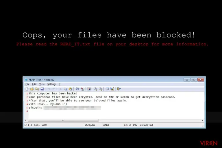 Ransom note by EyLamo ransomware