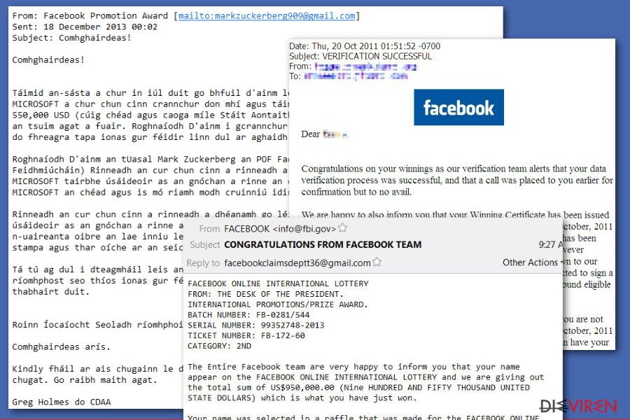Betrügerische E-Mails über Facebook-Verlosungen