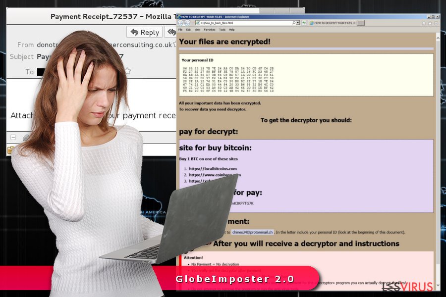 Abbildung der Erpressersoftware GlobeImposter 2.0