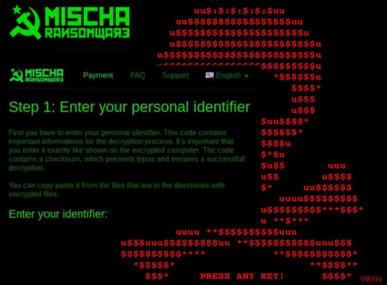 An illustration of the Mischa ransomware virus