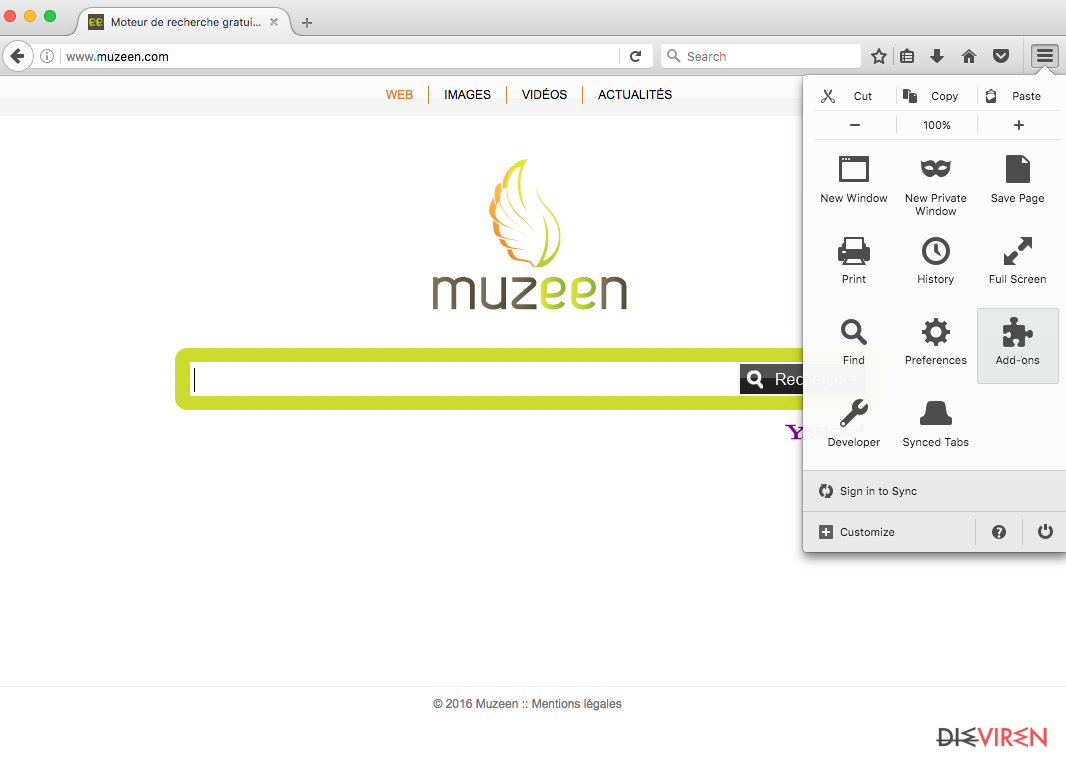 The picture showing Muzeen hijack on Mozilla
