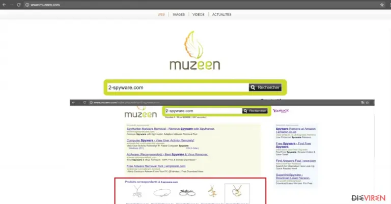 The image revealing muzeen.com virus