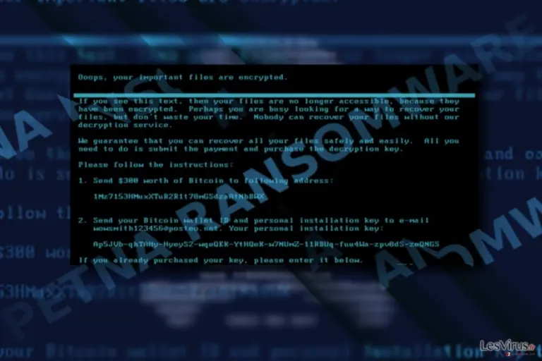 The screenshot of Petna ransom note
