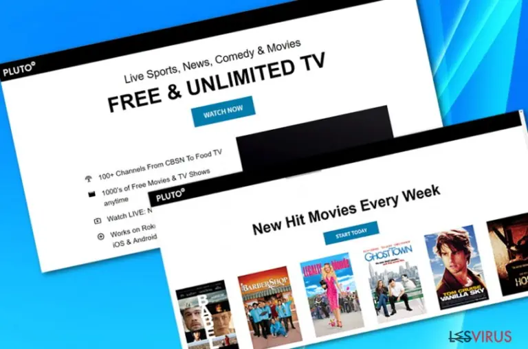 The image illustrating the official page of Pluto TV services
