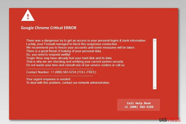 Screenshot of Google Chrome Critical Error