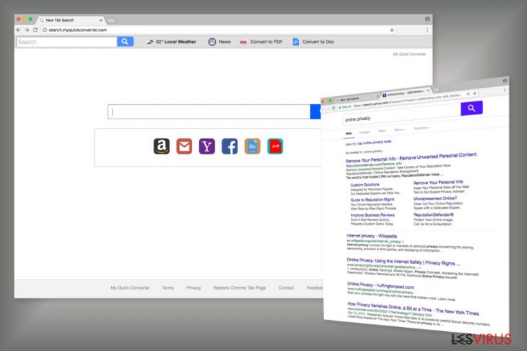 Beispiel für die Search.myquickconverter.com-Suchmaschine