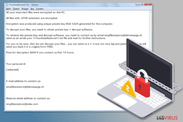 Ransom note by STOP ransomware