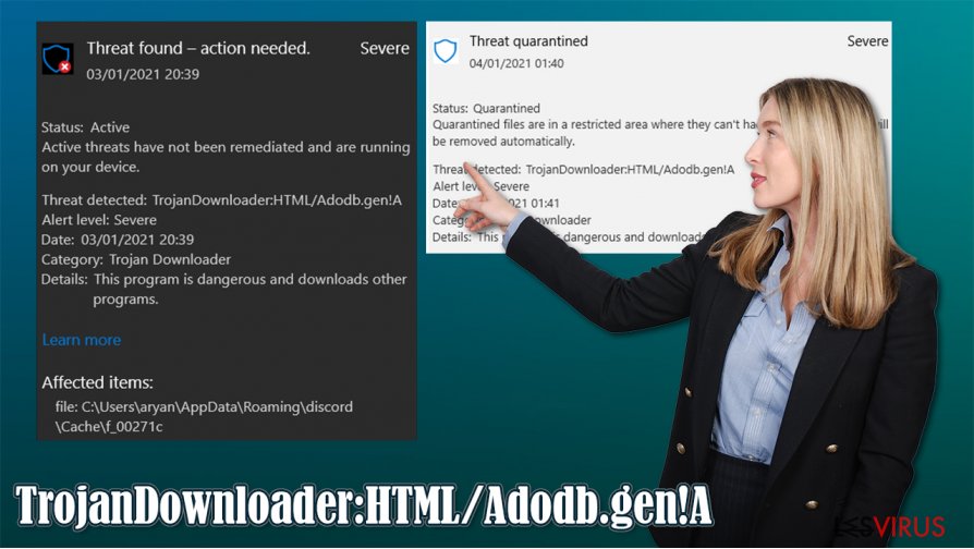 Der Virus TrojanDownloader:HTML/Adodb.gen!A