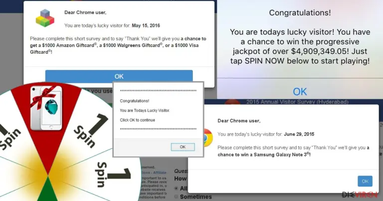 The illustration of “You Are Today's Lucky Visitor” ads