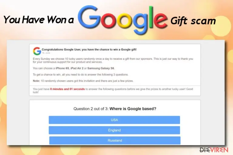 You Have Won A Google Gift adware