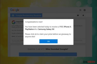 "You Have Won A Google Gift"-Sperrbildschirm